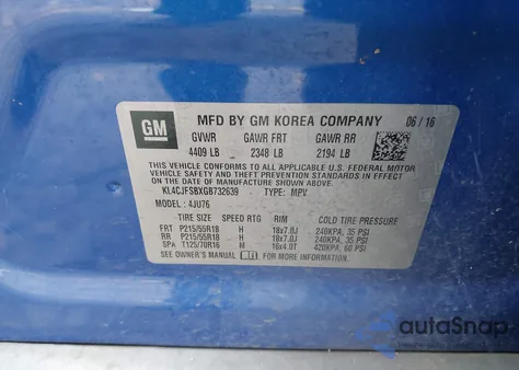 2016 Buick Encore Convenience from USA, damaged, VIN KL4CJFSBXGB732639